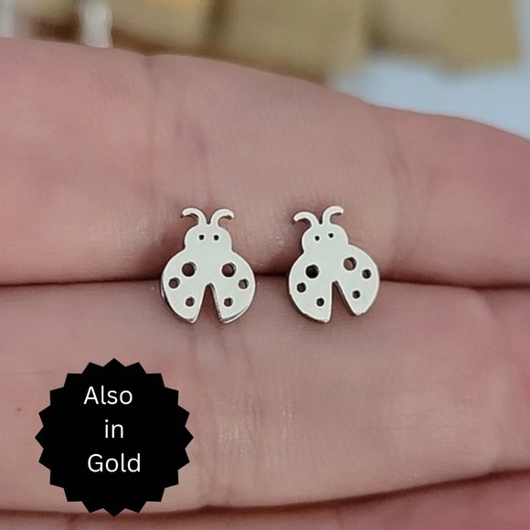 Ladybug Stud Earrings - Picture 7 of 8
